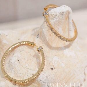 Gold filled Hoop Earrings with Cubic Zirconia